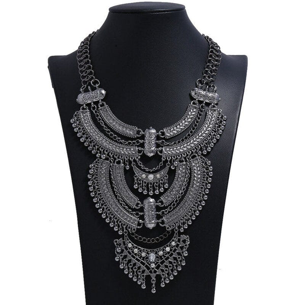 ClamantaBeauty Noir Collier Vintage pour femmes, Style ethnique