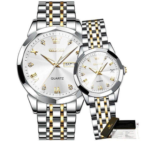 ClamantaBeauty Or Montre à Quartz en Acier Inoxydable imprimé : Le Cadeau Parfait pour les Amoureux