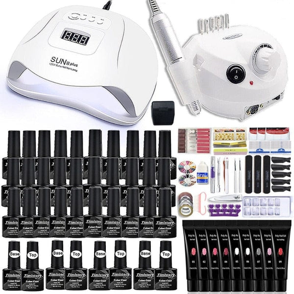 ClamantaBeauty Rose Kit complet de vernis à ongles avec lampe et perceuse à ongles