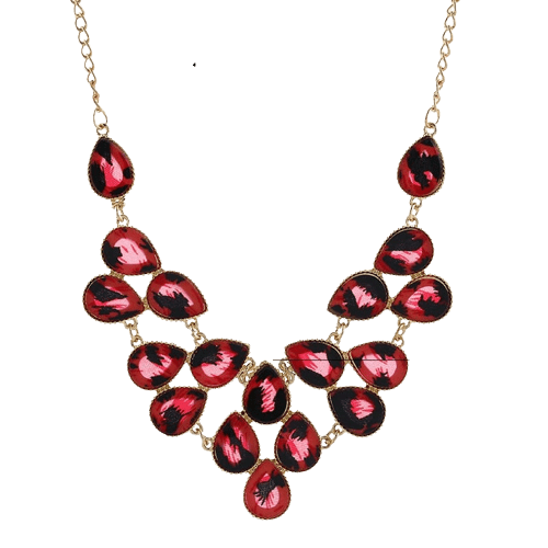 ClamantaBeauty Rouge Collier pour femme Fashion style léopard