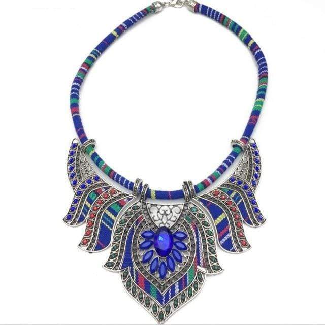 Clamanta Beauty Collier femme Bleu Collier ras du cou tendance