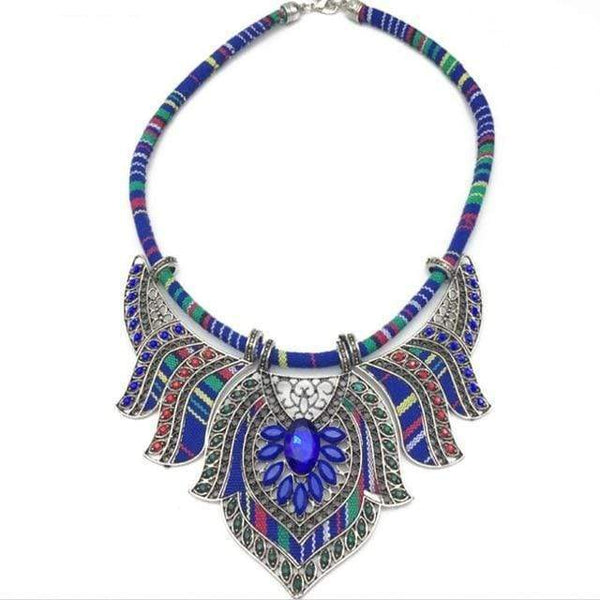 Clamanta Beauty Collier femme Bleu Collier ras du cou tendance
