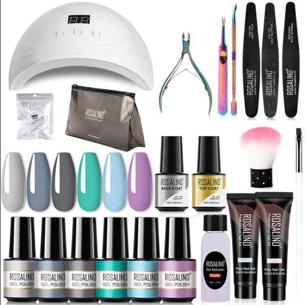 Clamanta Beauty  Kit de manucure psc-11gel 4 outils-12 / Blanc kit de vernis à ongles gel semi-permanent avec lampe UV
