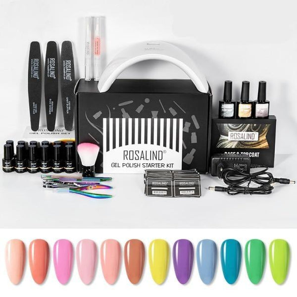 Clamanta Beauty  Kit de manucure ROTC-02 / Blanc kit manucure avec lampe uv avec lot de vernis à ongles