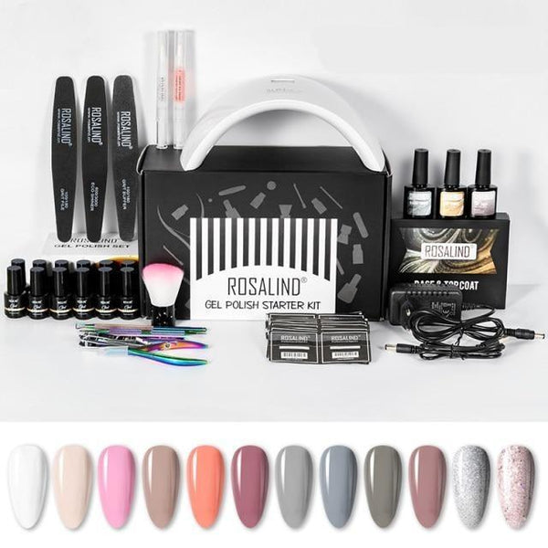 Clamanta Beauty  Kit de manucure ROTC-03 / Blanc kit manucure avec lampe uv avec lot de vernis à ongles