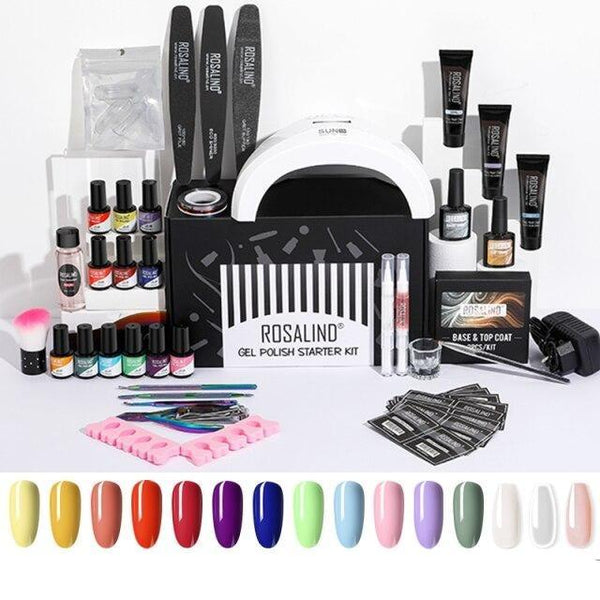 Clamanta Beauty  Kit de manucure SLSTC-02 / Blanc kit manucure avec lampe uv avec lot de vernis à ongles
