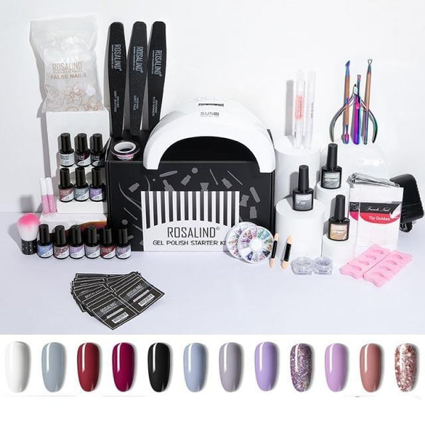 Clamanta Beauty  Kit de manucure SLSTC-03 / Blanc kit manucure avec lampe uv avec lot de vernis à ongles