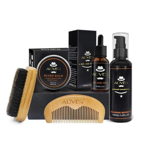 Clamanta Beauty Kit de toilettage de barbe Noir Kit de toilettage de barbe 5Pcs