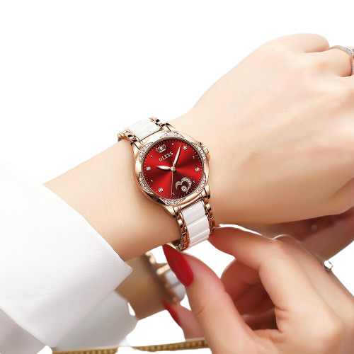 Clamanta Beauty  Montre céramique Montre mécanique automatique en céramique 3 pcs ensemble cadeau femmes