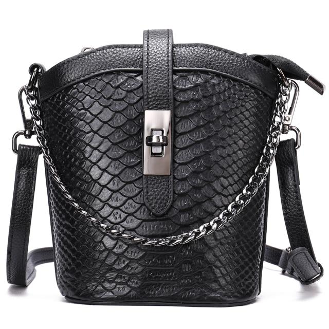Clamanta Beauty  Noir Sac bandoulière tendance forme seau en cuir pour femmes