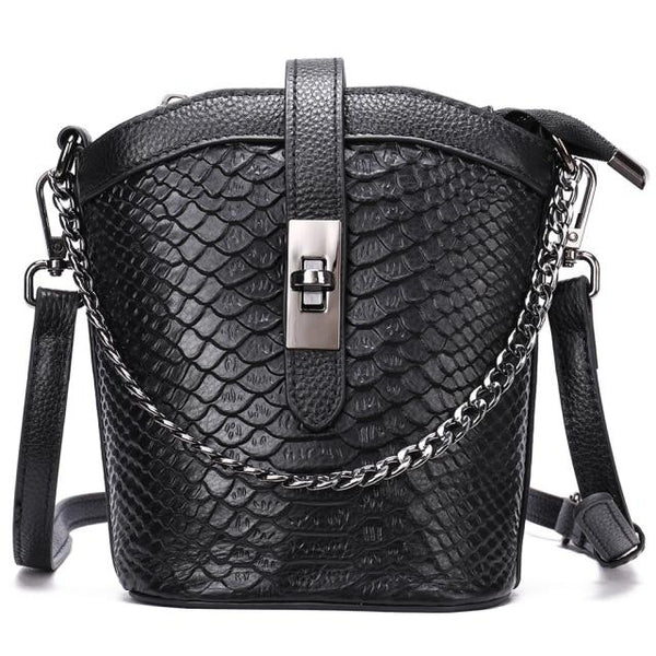 Clamanta Beauty  Noir Sac bandoulière tendance forme seau en cuir pour femmes