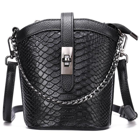 Clamanta Beauty  Noir Sac bandoulière tendance forme seau en cuir pour femmes