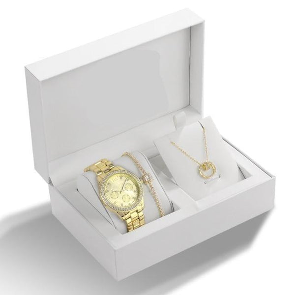 Clamanta Beauty  Or Ensemble montres à Quartz, Bracelet collier pour femme