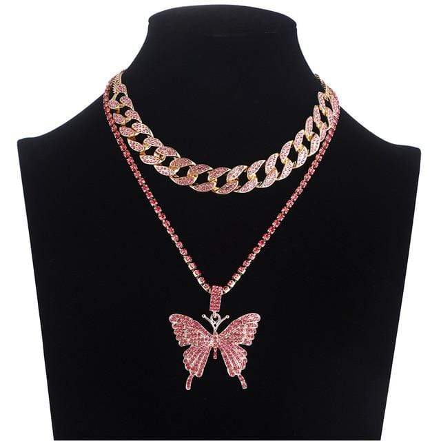 Clamanta Beauty Pendentif Colliers Model 1 Collier papillon Strass
