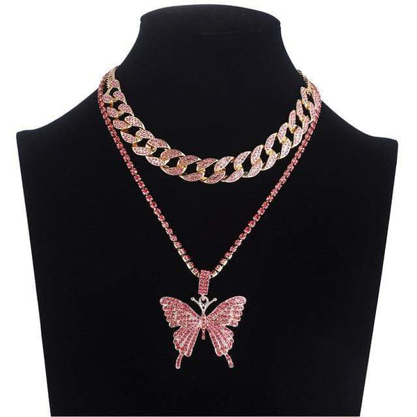 Clamanta Beauty Pendentif Colliers Model 1 Collier papillon Strass