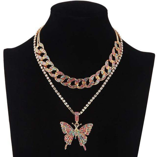 Clamanta Beauty Pendentif Colliers Model 10 Collier papillon Strass