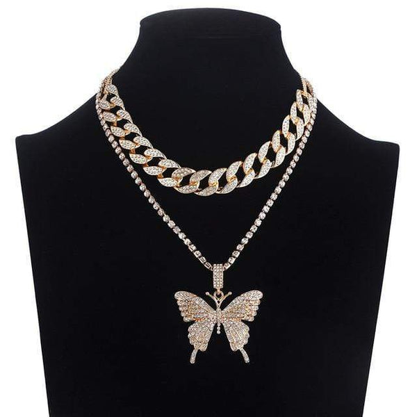 Clamanta Beauty Pendentif Colliers Model 3 Collier papillon Strass