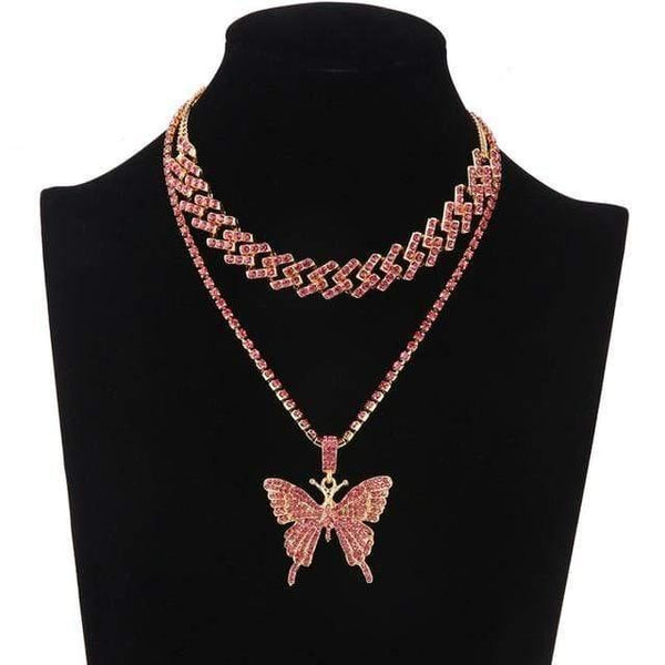 Clamanta Beauty Pendentif Colliers Model 4 Collier papillon Strass