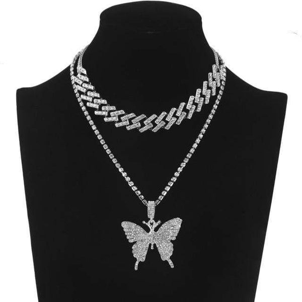 Clamanta Beauty Pendentif Colliers Model 5 Collier papillon Strass