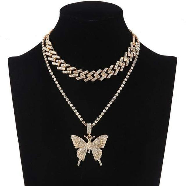 Clamanta Beauty Pendentif Colliers Model 6 Collier papillon Strass