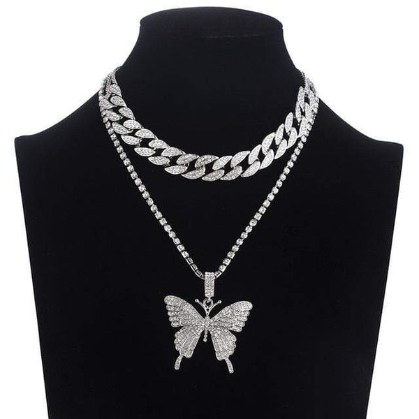 Clamanta Beauty Pendentif Colliers Model 7 Collier papillon Strass