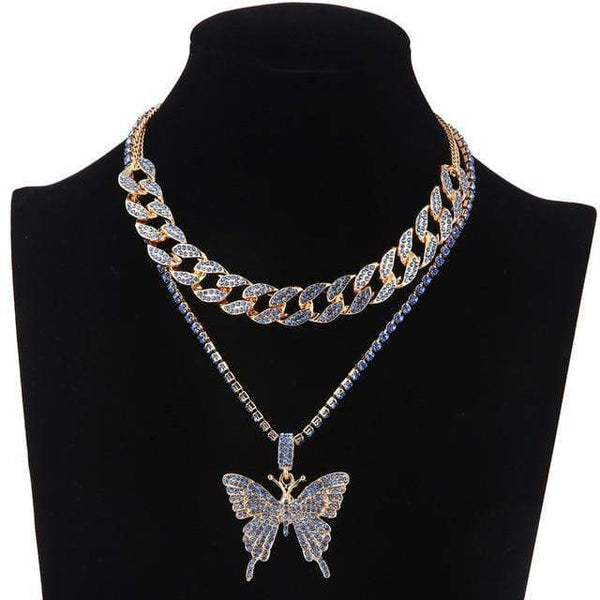 Clamanta Beauty Pendentif Colliers Model 8 Collier papillon Strass