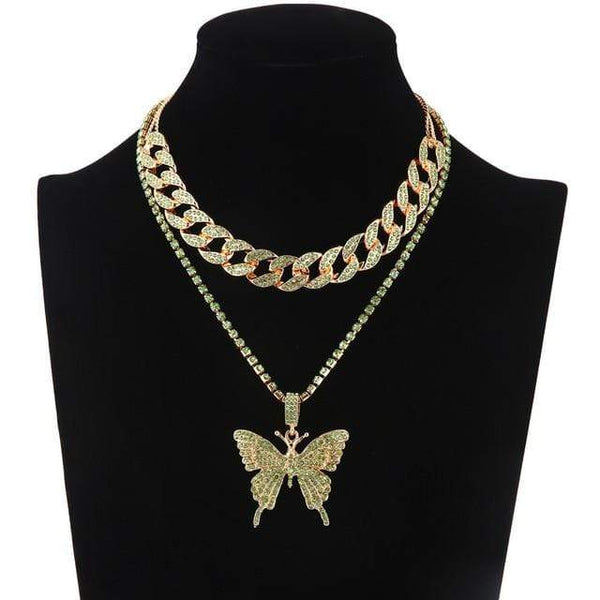 Clamanta Beauty Pendentif Colliers Model 9 Collier papillon Strass