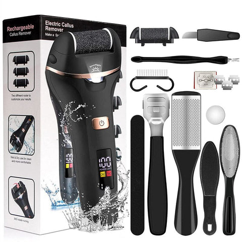 Clamanta Beauty  Râpe à pied électrique Noir Appareil pédicure Râpe à pied électrique