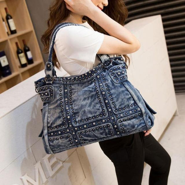 Clamanta Beauty  Sac à main Bleu Sac à main en denim pour femmes