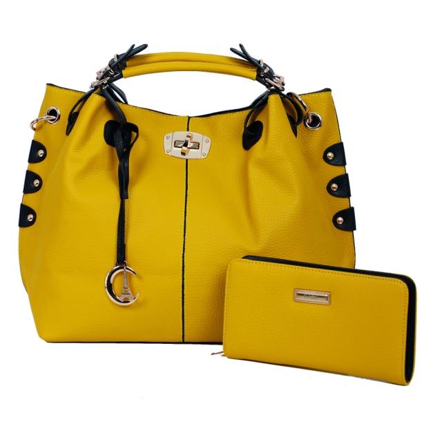 Clamanta Beauty  Sac à main femmes Jaune Sac et Portefeuille Combine en cuir synthétique
