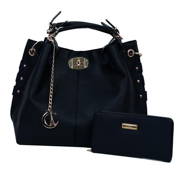 Clamanta Beauty  Sac à main femmes Noir Sac et Portefeuille Combine en cuir synthétique