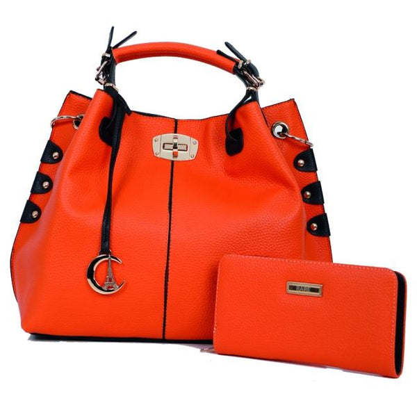 Clamanta Beauty  Sac à main femmes Orange Sac et Portefeuille Combine en cuir synthétique