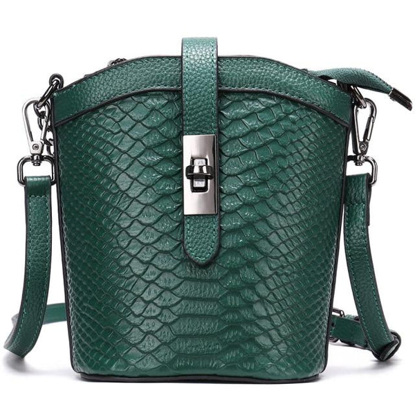 Clamanta Beauty  Vert Sac bandoulière tendance forme seau en cuir pour femmes
