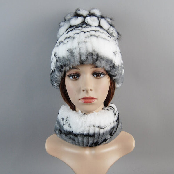 ClamantaBeauty  0 Blanc Bonnet et écharpe en fourrure