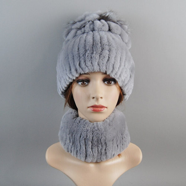 ClamantaBeauty  0 Gris/Clair Bonnet et écharpe en fourrure