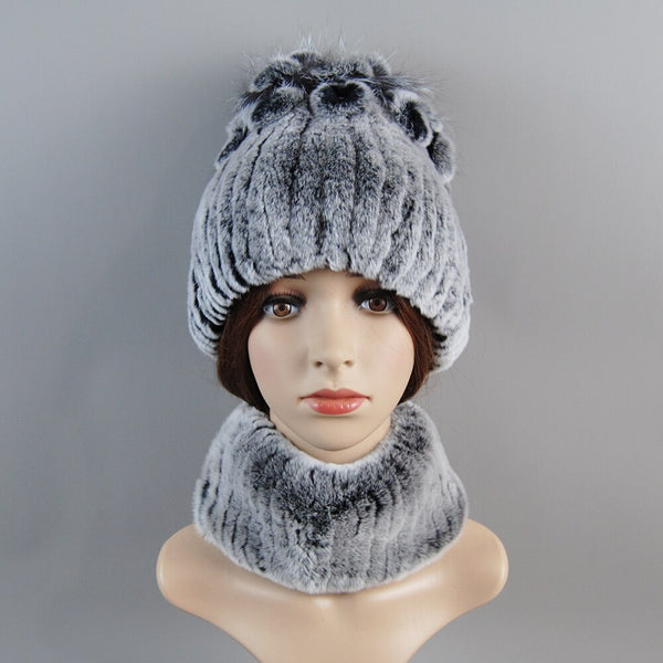 ClamantaBeauty  0 Gris Bonnet et écharpe en fourrure