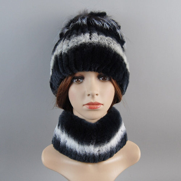 ClamantaBeauty  0 Noir Bonnet et écharpe en fourrure