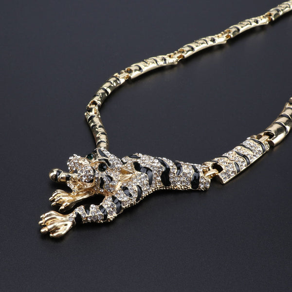 ClamantaBeauty  Bijoux pour femme collier boucles d'oreilles Bracelet style léopard, cristal,