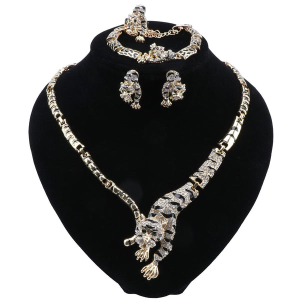 ClamantaBeauty  Bijoux pour femme collier boucles d'oreilles Bracelet style léopard, cristal,