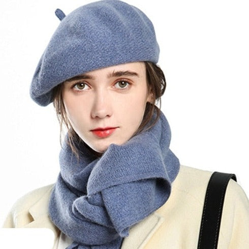 ClamantaBeauty  Bleu Ensemble Béret écharpe gants