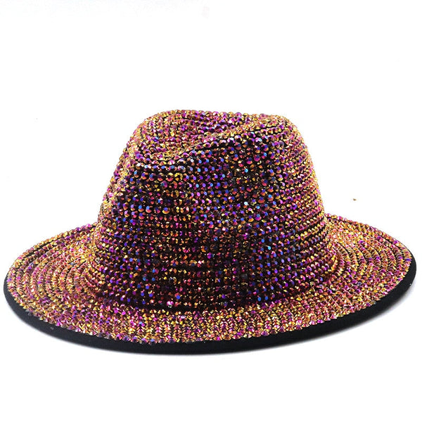 ClamantaBeauty  Chapeau en Strass -Chapeau à Large Bord pour Homme et Femme