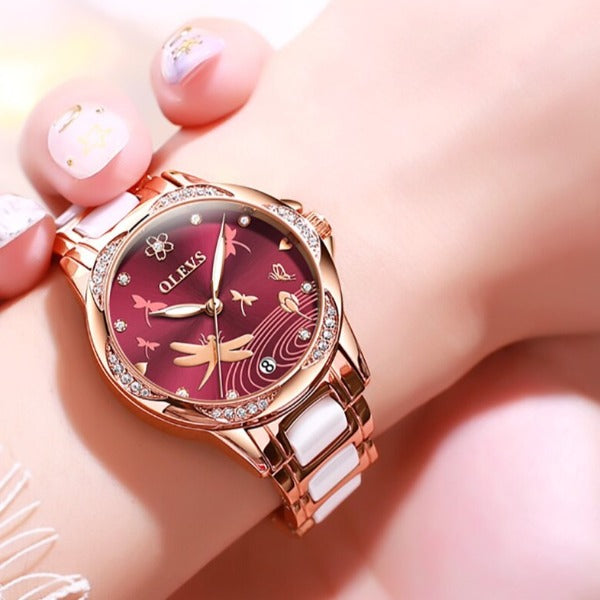 ClamantaBeauty  Coffre montre mécanique bracelet céramique pour femmes