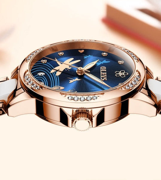 ClamantaBeauty  Coffre montre mécanique bracelet céramique pour femmes