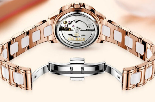 ClamantaBeauty  Coffre montre mécanique bracelet céramique pour femmes