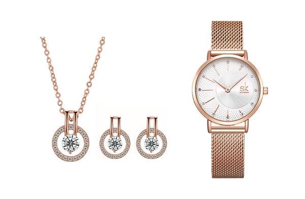 ClamantaBeauty  Coffret montre à Quartz élégant avec collier