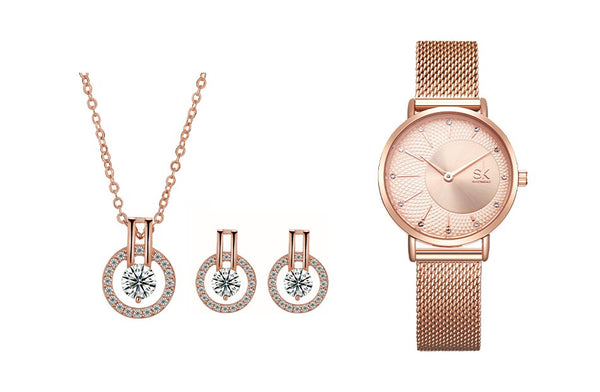 ClamantaBeauty  Coffret montre à Quartz élégant avec collier