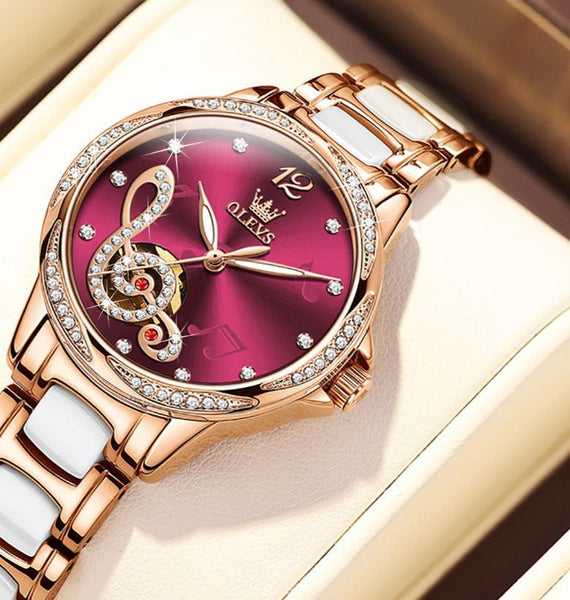 ClamantaBeauty Coffret Montre mécanique luxueuse pour femmes