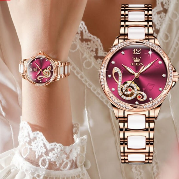 ClamantaBeauty Coffret Montre mécanique luxueuse pour femmes