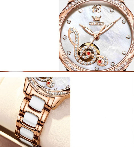 ClamantaBeauty Coffret Montre mécanique luxueuse pour femmes