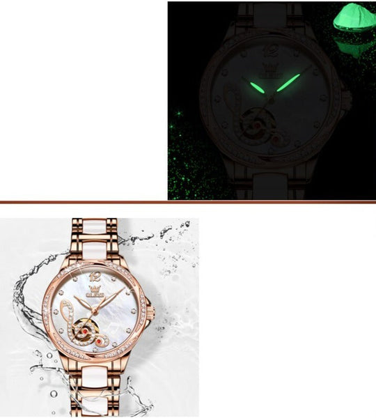 ClamantaBeauty Coffret Montre mécanique luxueuse pour femmes